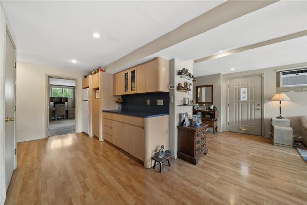 Interior, Kitchen, Recessed Lighting, Wood Texture Flooring
