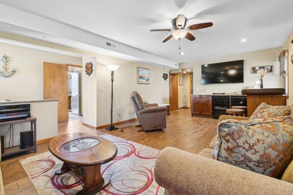Interior, Living room, Recessed Lighting, Wood Texture Flooring