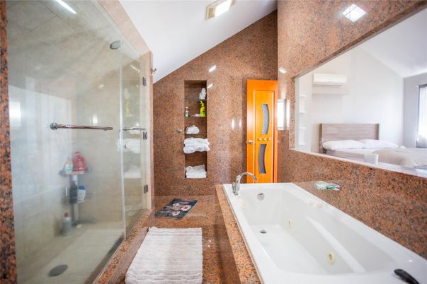Bathroom, Glass Shower, Interior, Recessed Lighting