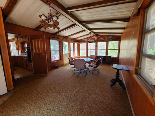 Chandelier, Dining room, Interior, Wooden Beams
