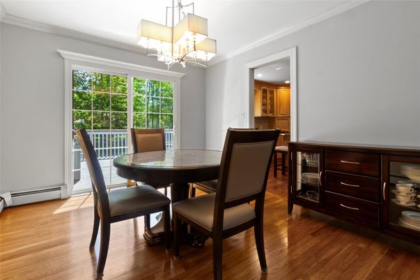 Chandelier, Dining room, Interior, Recessed Lighting, Wood Texture Flooring