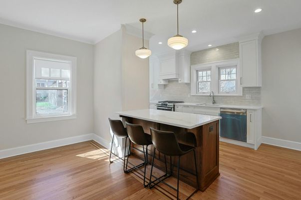 Interior, Kitchen, Pendant Lights, Recessed Lighting, Wood Texture Flooring