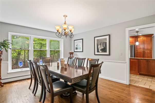 Chandelier, Dining room, Interior, Pendant Lights, Wood Texture Flooring