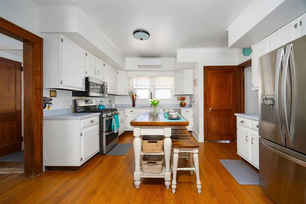 Interior, Kitchen, Stainless Steel Appliances, Wood Texture Flooring