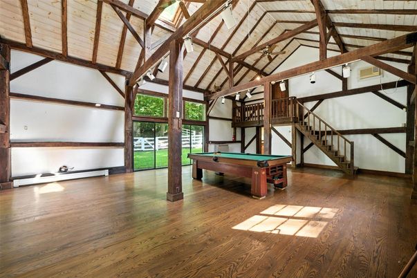Billiard Table, Game Room, Interior, Wooden Beams, Wood Texture Flooring