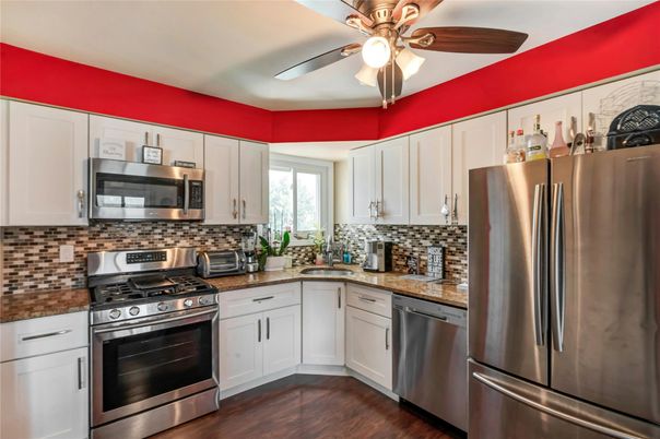 Interior, Kitchen, Stainless Steel Appliances, Wood Texture Flooring