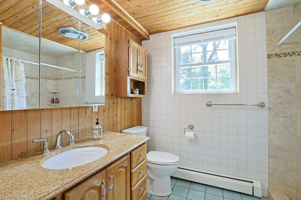Bathroom, Glass Shower, Interior, Wooden Ceilings, Wooden Walls