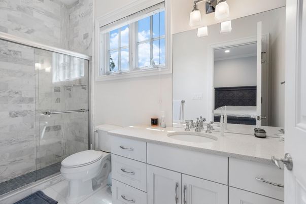 Bathroom, Bedroom, Glass Shower, Interior, Marble Walls, Recessed Lighting