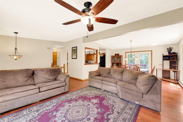 Interior, Living room, Pendant Lights, Wood Texture Flooring