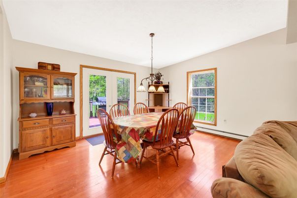 Chandelier, Dining room, Interior, Wood Texture Flooring