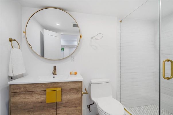Bathroom, Glass Shower, Interior, Recessed Lighting