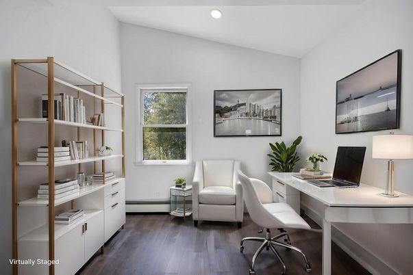 Home Office, Interior, Recessed Lighting, Wood Texture Flooring