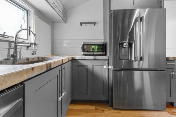 Interior, Kitchen, Stainless Steel Appliances, Wood Texture Flooring