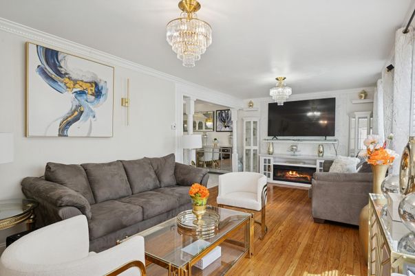 Chandelier, Fireplace, Interior, Living room, Wood Texture Flooring