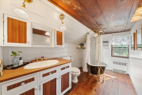 Bathroom, Interior, Wooden Ceilings, Wood Texture Flooring