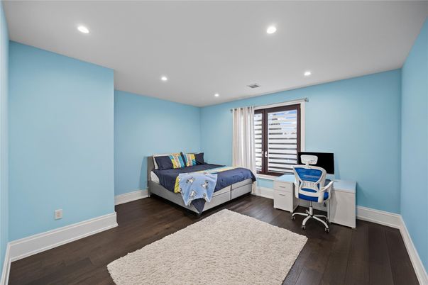 Bedroom, Home Office, Interior, Recessed Lighting, Wood Texture Flooring