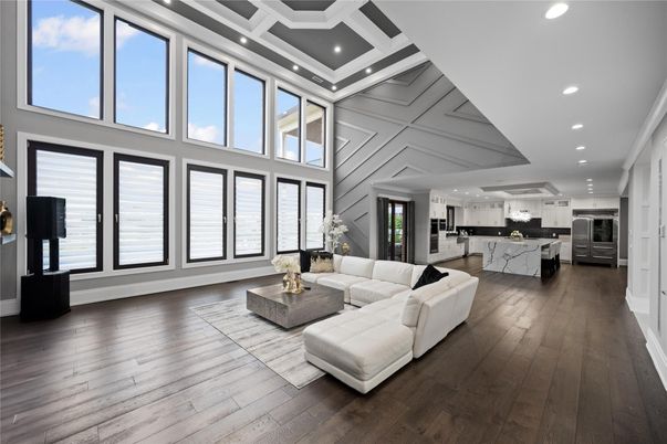 Interior, Kitchen, Living room, Recessed Lighting, Stainless Steel Appliances, Wood Texture Flooring