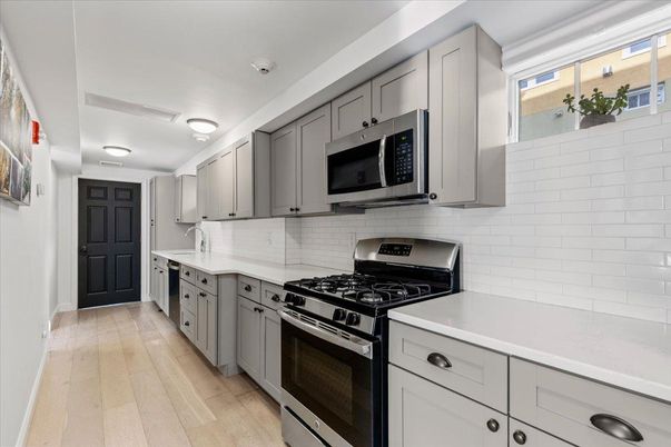Interior, Kitchen, Stainless Steel Appliances, Wood Texture Flooring