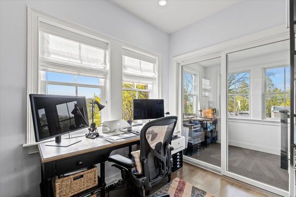 Home Office, Interior, Recessed Lighting, Wood Texture Flooring