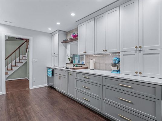 Interior, Kitchen, Recessed Lighting, Wood Texture Flooring