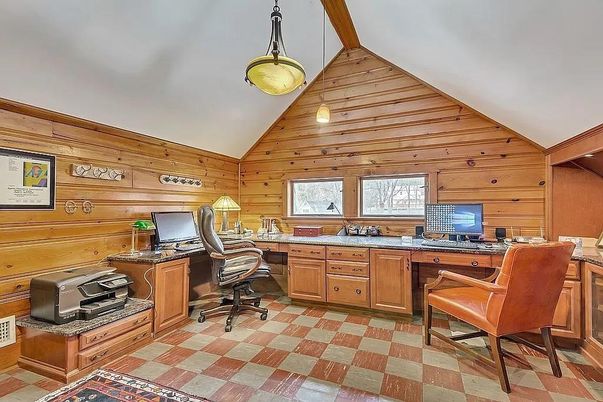 Home Office, Interior, Wooden Walls