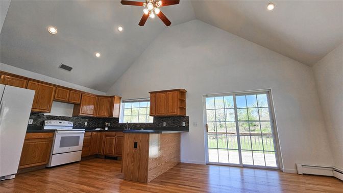 Interior, Kitchen, Recessed Lighting, Wood Texture Flooring