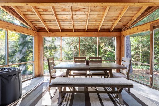 Dining room, Interior, Sun Room, Wooden Ceilings, Wood Texture Flooring