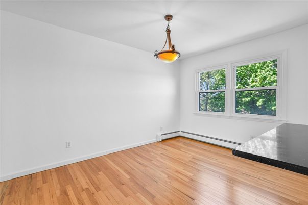 Empty room, Interior, Pendant Lights, Wood Texture Flooring