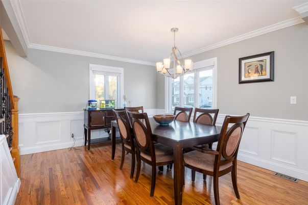 Chandelier, Dining room, Interior, Wood Texture Flooring