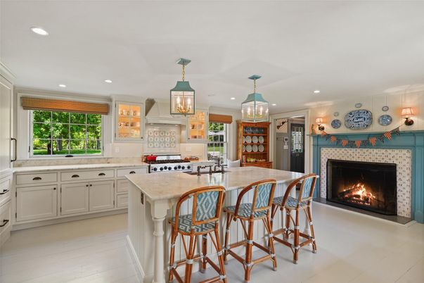 Fireplace, Interior, Kitchen, Pendant Lights, Recessed Lighting