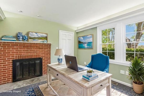 Fireplace, Home Office, Interior, Recessed Lighting