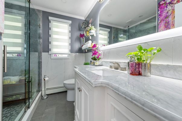 Bathroom, Glass Shower, Interior, Recessed Lighting
