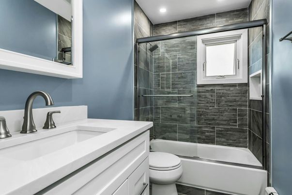 Bathroom, Glass Shower, Interior, Recessed Lighting