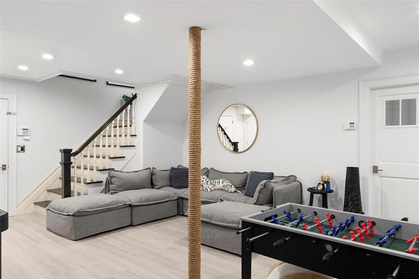 Game Room, Interior, Living room, Recessed Lighting, Wood Texture Flooring
