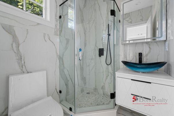 Bathroom, Glass Shower, Interior, Marble Walls