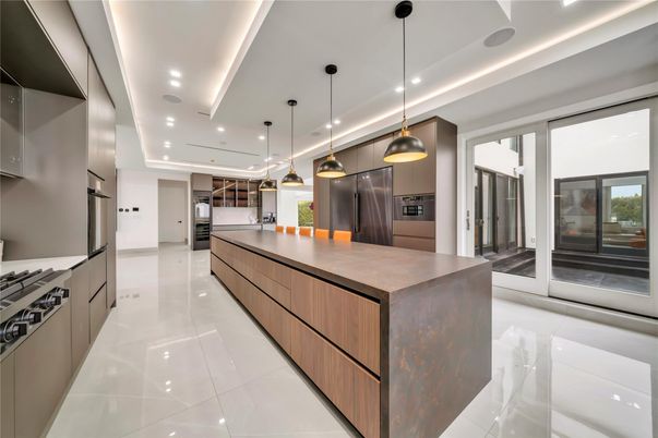 Interior, Kitchen, Pendant Lights, Recessed Lighting, Stainless Steel Appliances