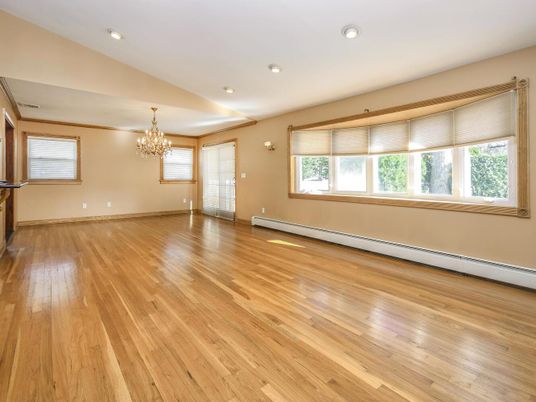 Chandelier, Empty room, Interior, Recessed Lighting, Wood Texture Flooring