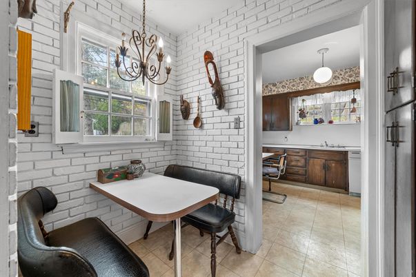 Chandelier, Dining room, Interior, Pendant Lights, Stone Walls