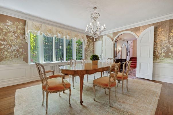 Chandelier, Dining room, Interior, Wood Texture Flooring