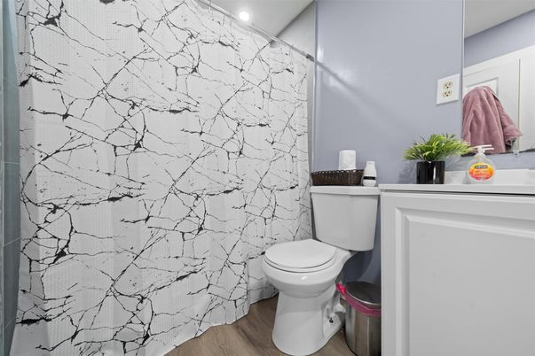 Bathroom, Interior, Recessed Lighting, Wood Texture Flooring