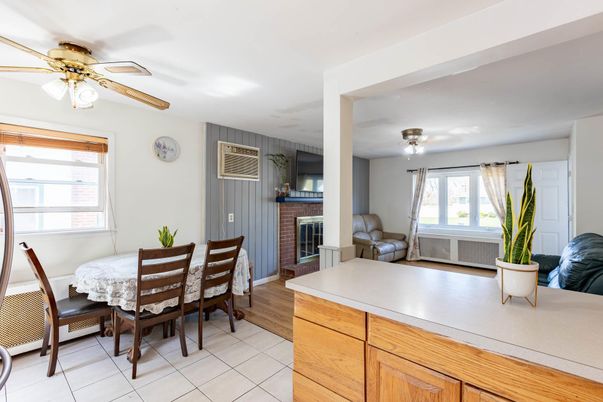 Dining room, Fireplace, Interior, Wood Texture Flooring