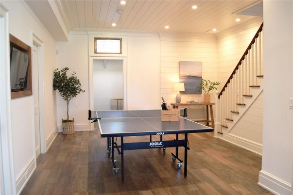 Game Room, Interior, Recessed Lighting, Wood Texture Flooring