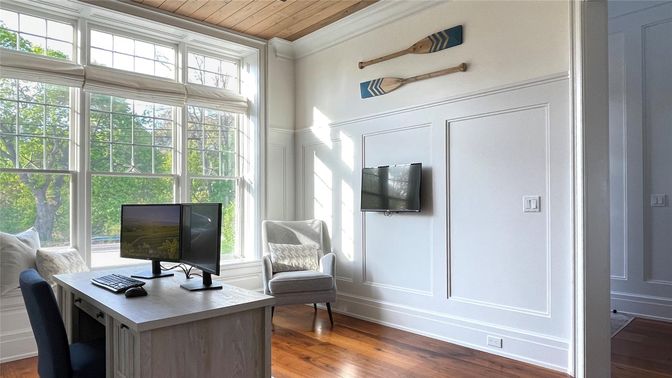 Home Office, Interior, Wooden Ceilings, Wood Texture Flooring