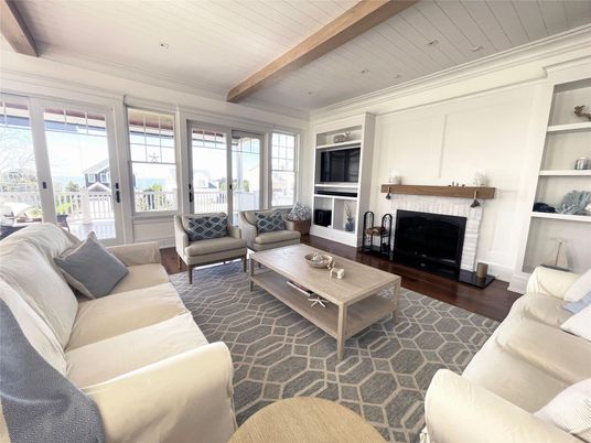 Fireplace, Interior, Living room, Recessed Lighting, Wooden Beams, Wood Texture Flooring