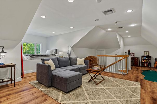 Bedroom, Interior, Living room, Recessed Lighting, Wood Texture Flooring