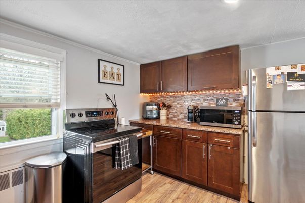 Interior, Kitchen, Stainless Steel Appliances, Wood Texture Flooring