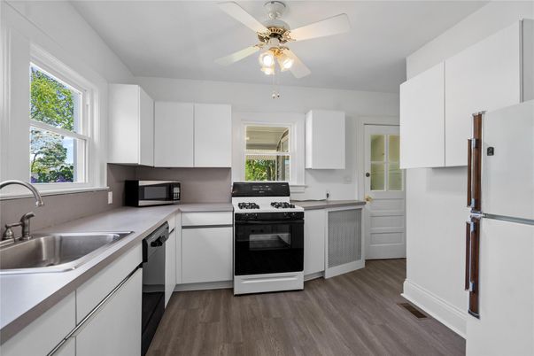 Interior, Kitchen, Stainless Steel Appliances, Wood Texture Flooring
