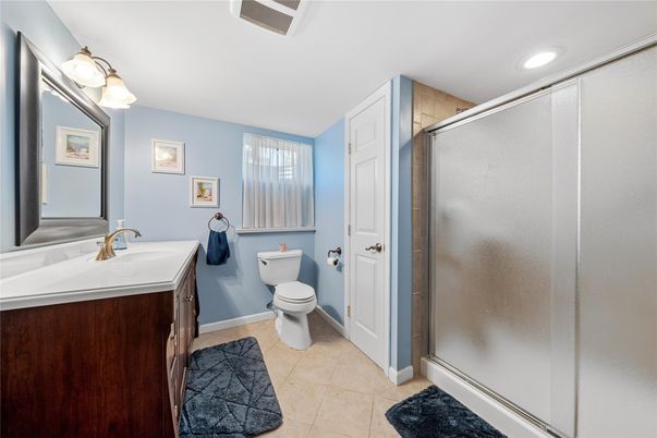 Bathroom, Glass Shower, Interior, Recessed Lighting