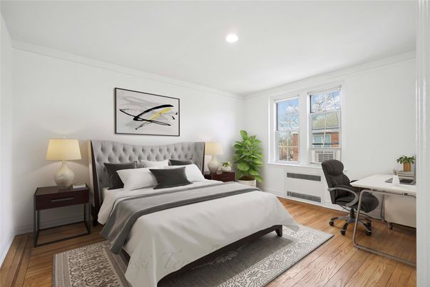 Bedroom, Home Office, Interior, Recessed Lighting, Wood Texture Flooring
