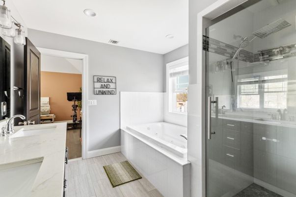 Bathroom, Glass Shower, Interior, Recessed Lighting